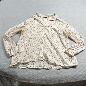 ⭐️ Caroll Paris Cherry Novelty Print Button Down Blouse 100% Cotton GUC